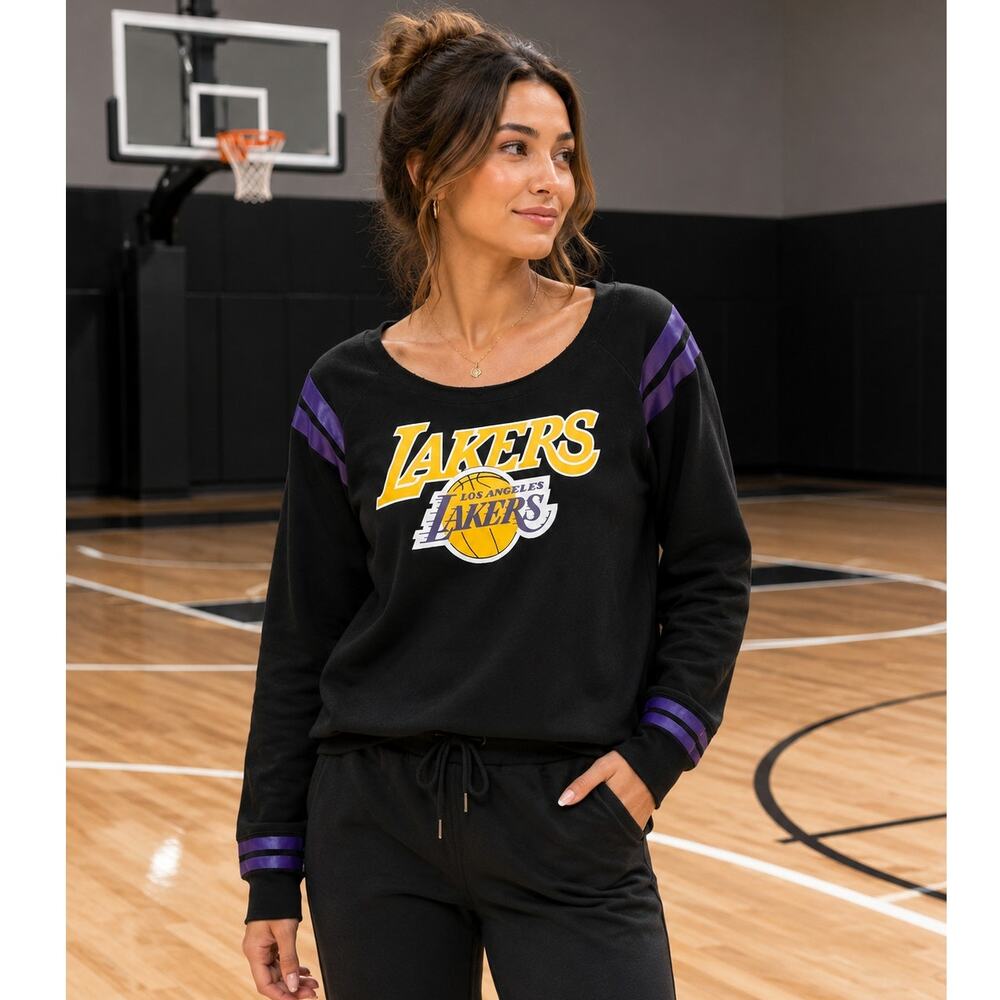 LA Lakers Ultra Game Sweatshirt Women's XS Black Purple NBA Crewneck